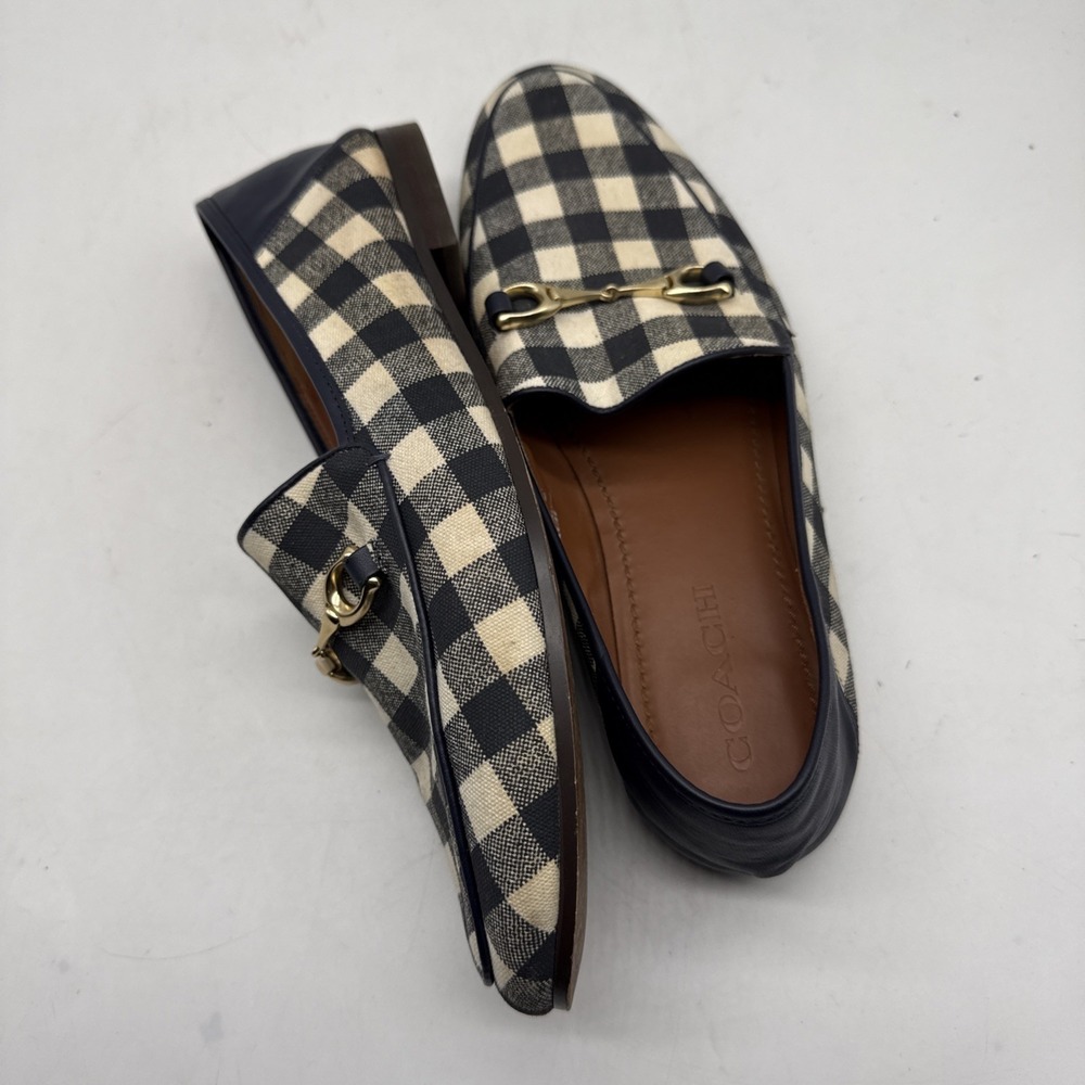 Coach Haley Gingham Loafers  Womens 9.4 Navy/Chalk Horsebit Loafer Shoes - Picture 15 of 15